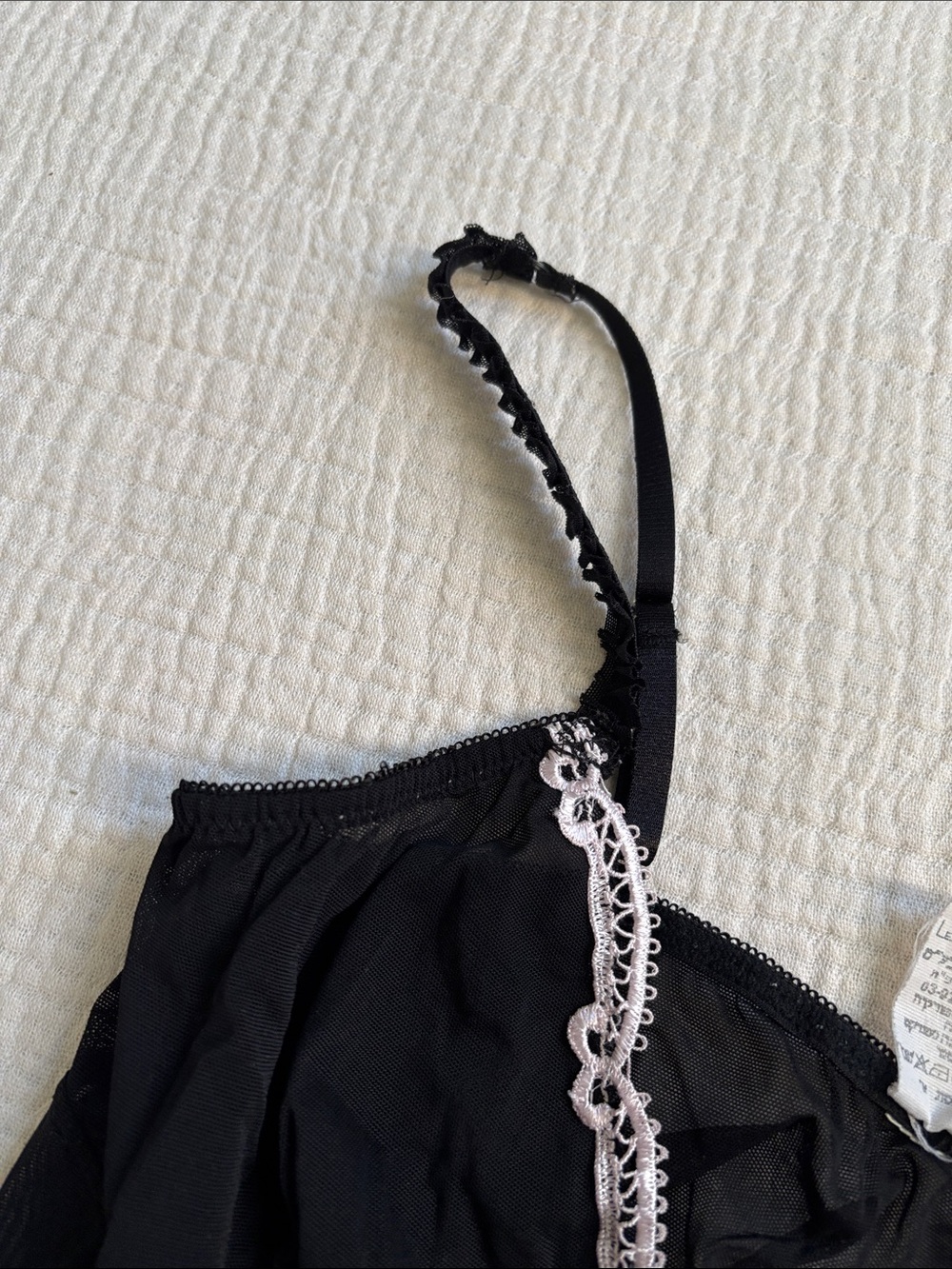 Vintage black coquette fairy bow babydoll lace trim chemise - Picture 4 of 5